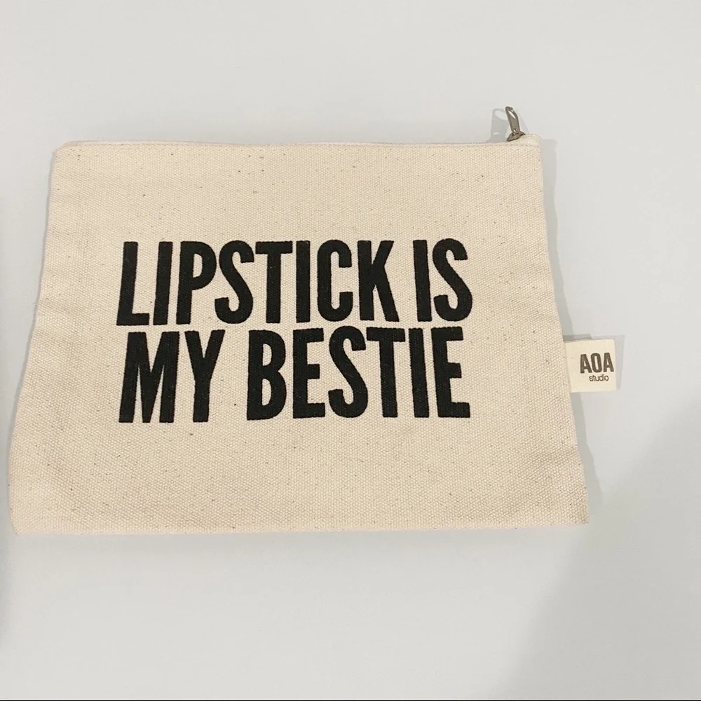 AOA STUDIO “Lipstick Is My Bestie” Zippered Pouch
